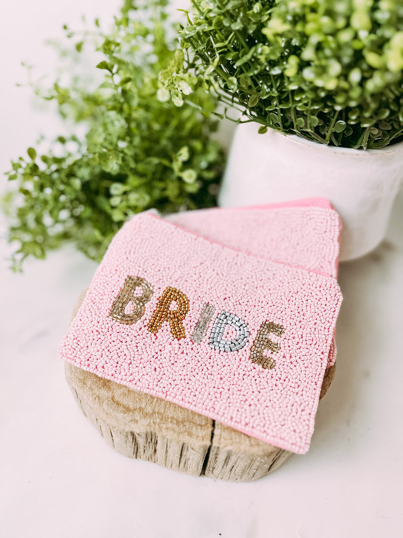 Pink Beaded Bride Coin Purse