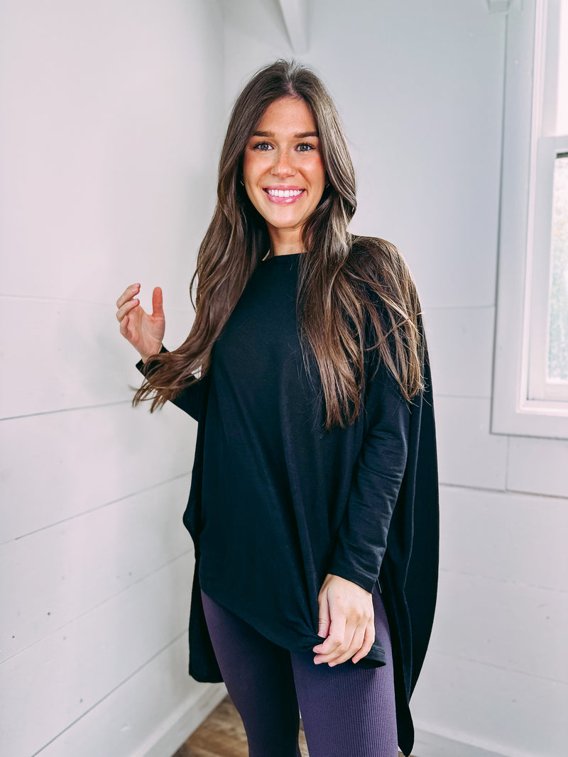 Give It A Go Oversized Top - black