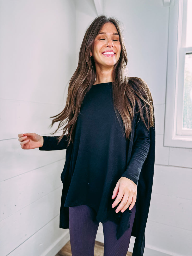 Give It A Go Oversized Top - black