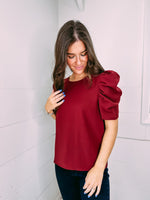 Kendrick Puff Blouse - crimson