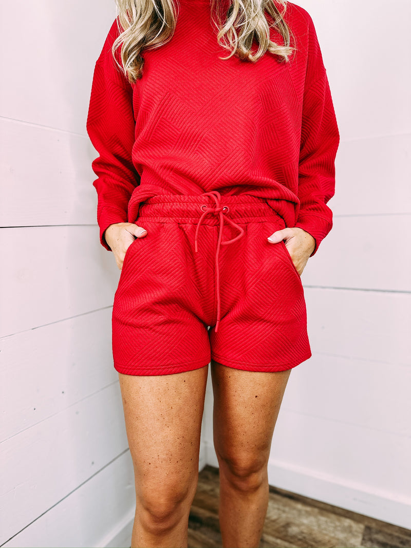 Claire Stitched Shorts - red