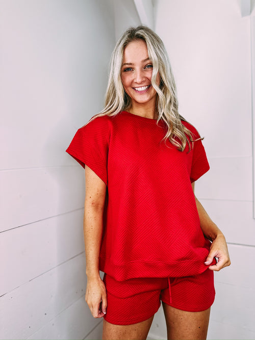 Claire Stitched Top - red