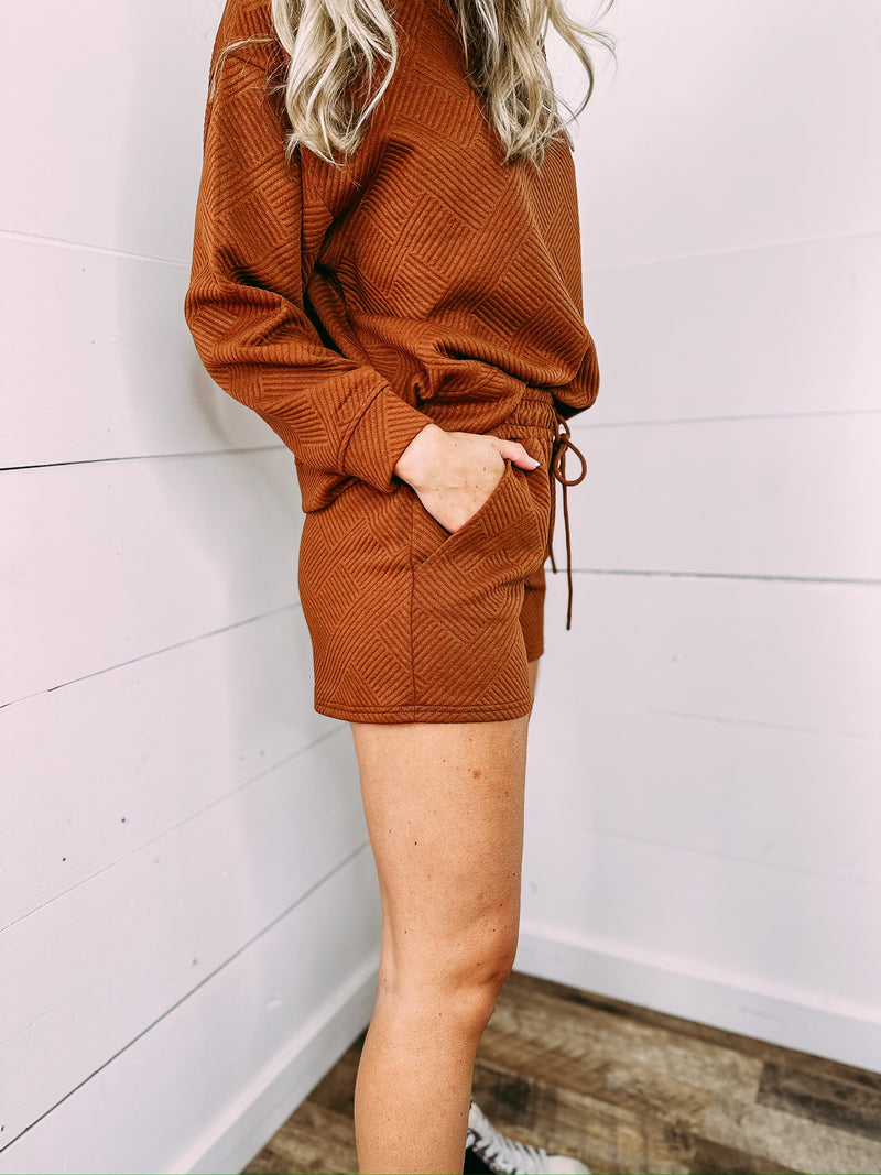 Claire Stitched Shorts - rust