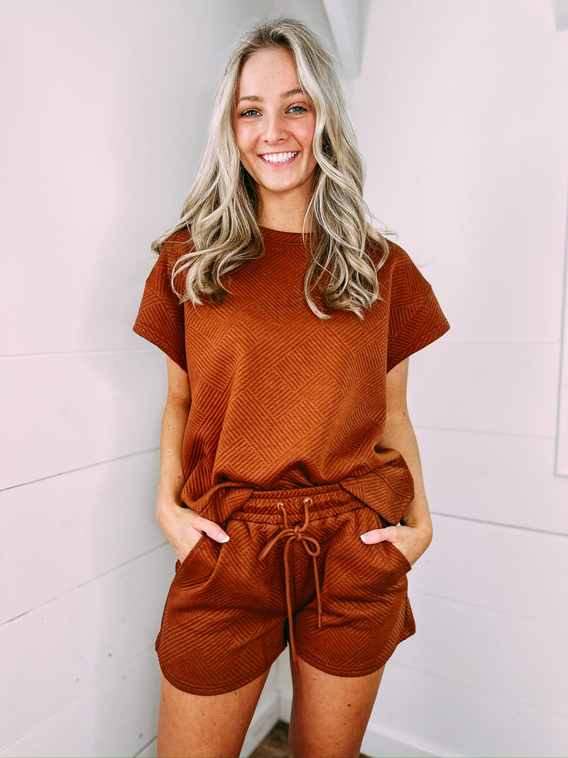 Claire Stitched Top - rust