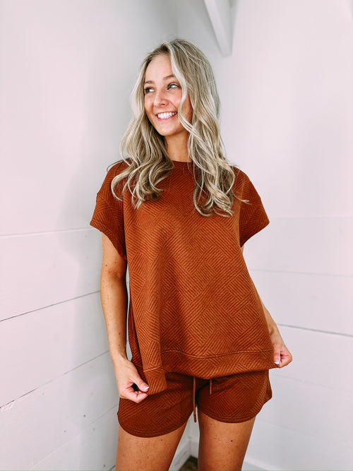 Claire Stitched Top - rust