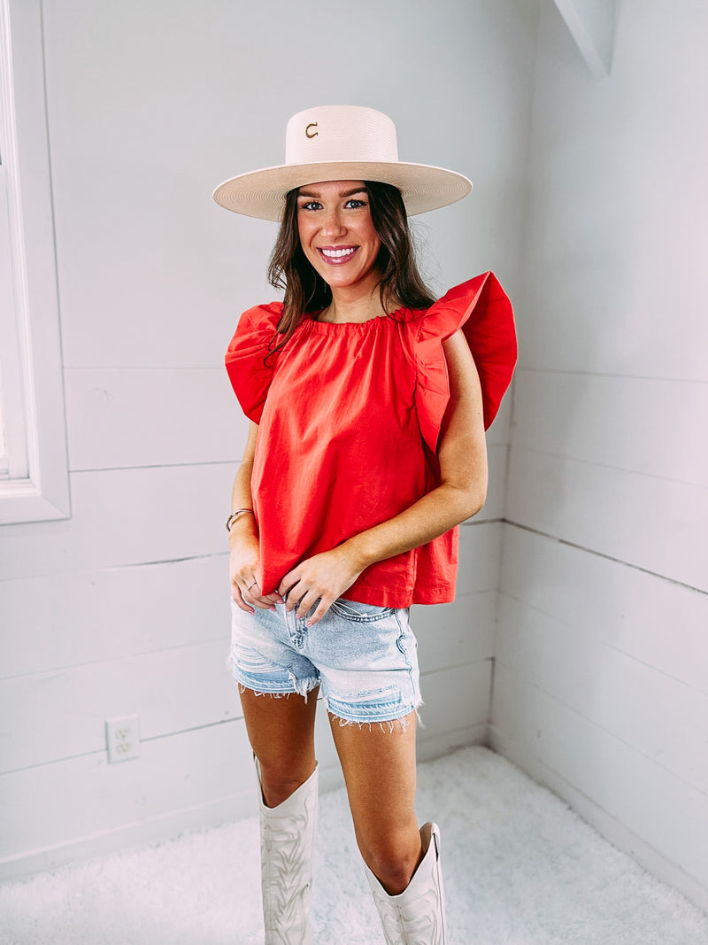 Lucky One Top - coral red