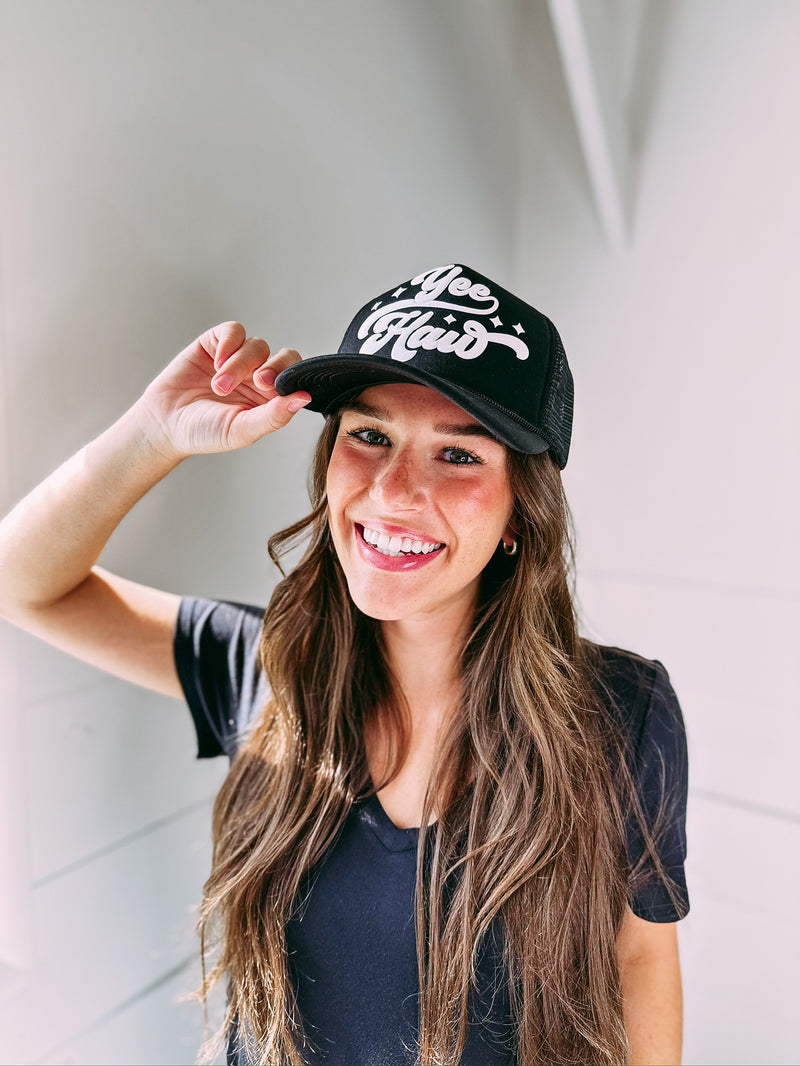 Yeehaw Trucker Hat- Black