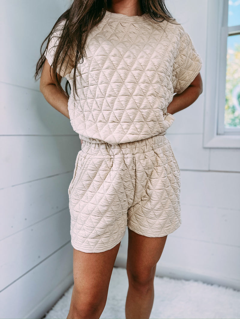 Elise Quilted Shorts - cream