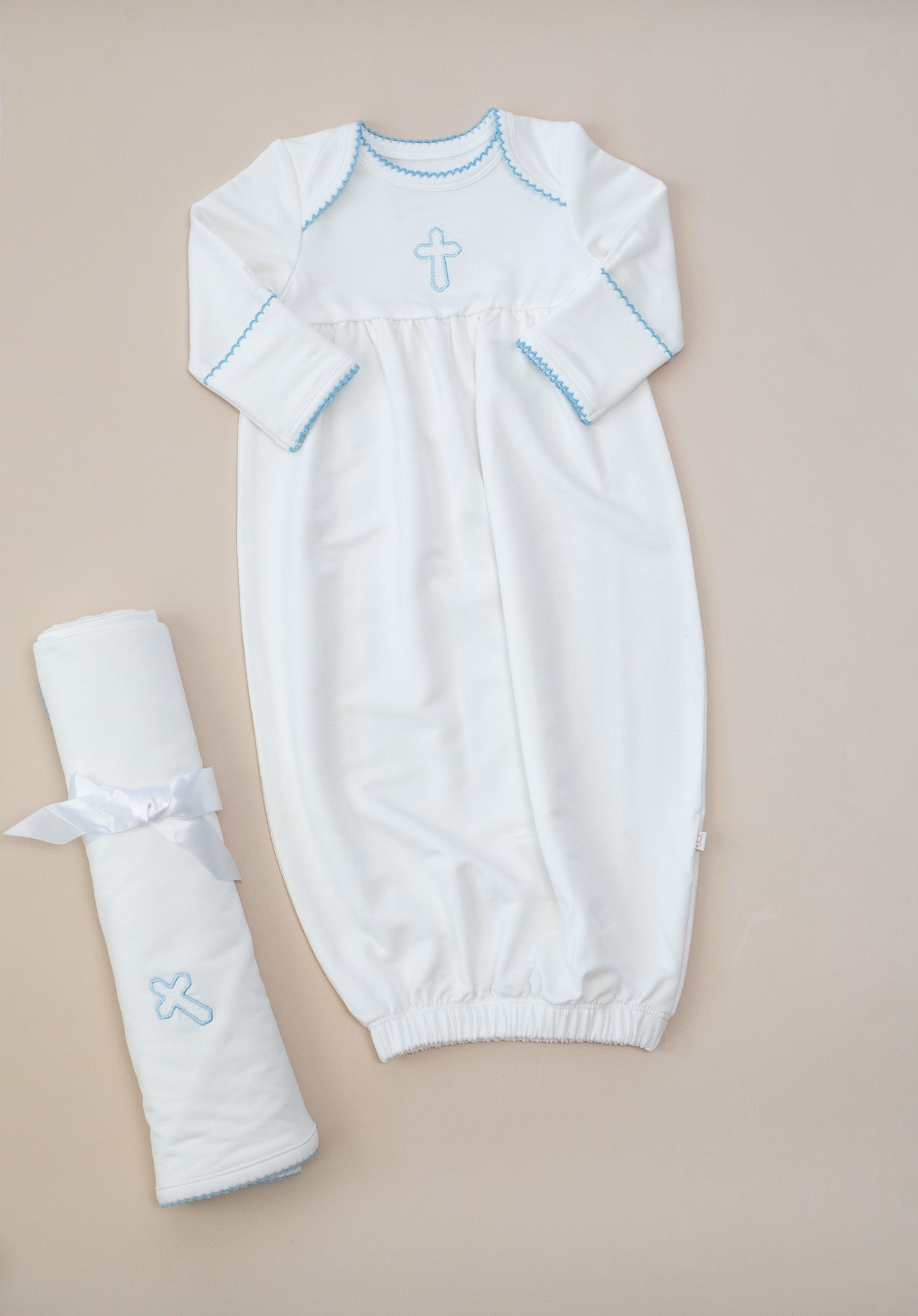Blue Cross Embroidered Pip Gown