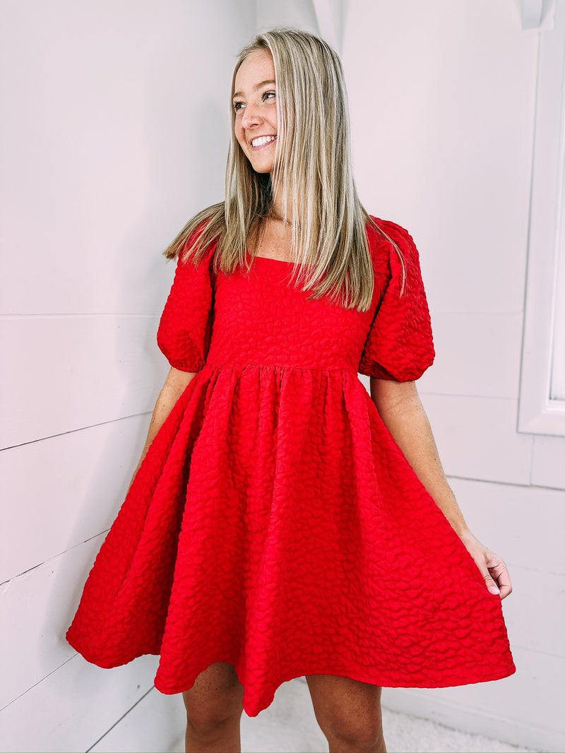 Glorious Day Babydoll Dress - red
