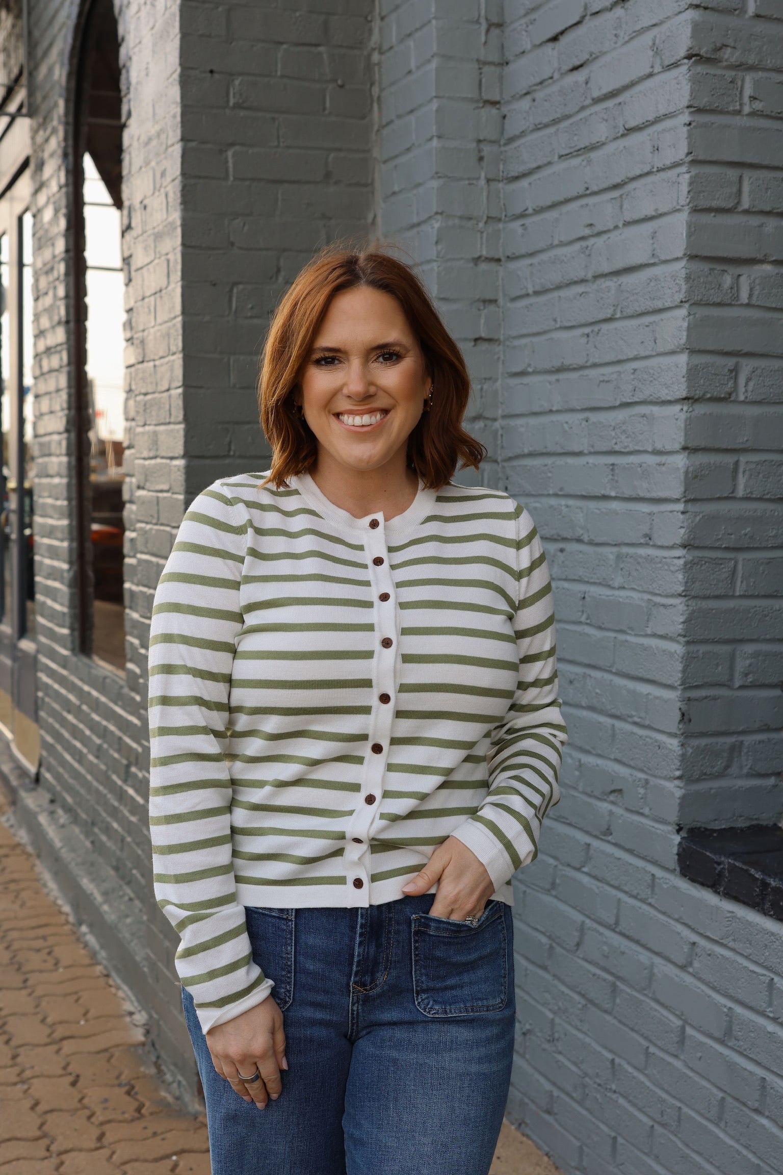 Ihluls Sweater Cardigan - Small Iguana Stripe