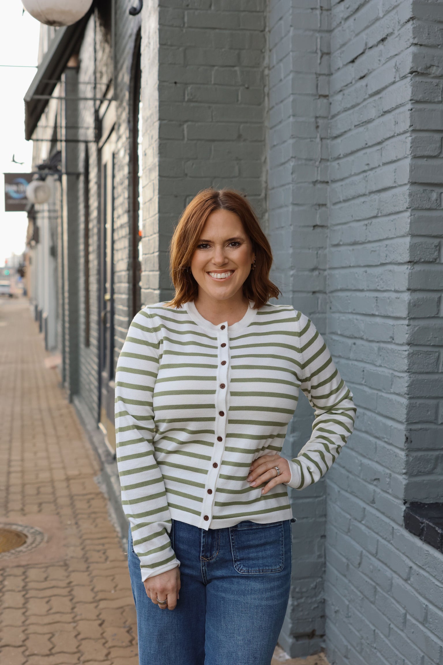 Ihluls Sweater Cardigan - Small Iguana Stripe