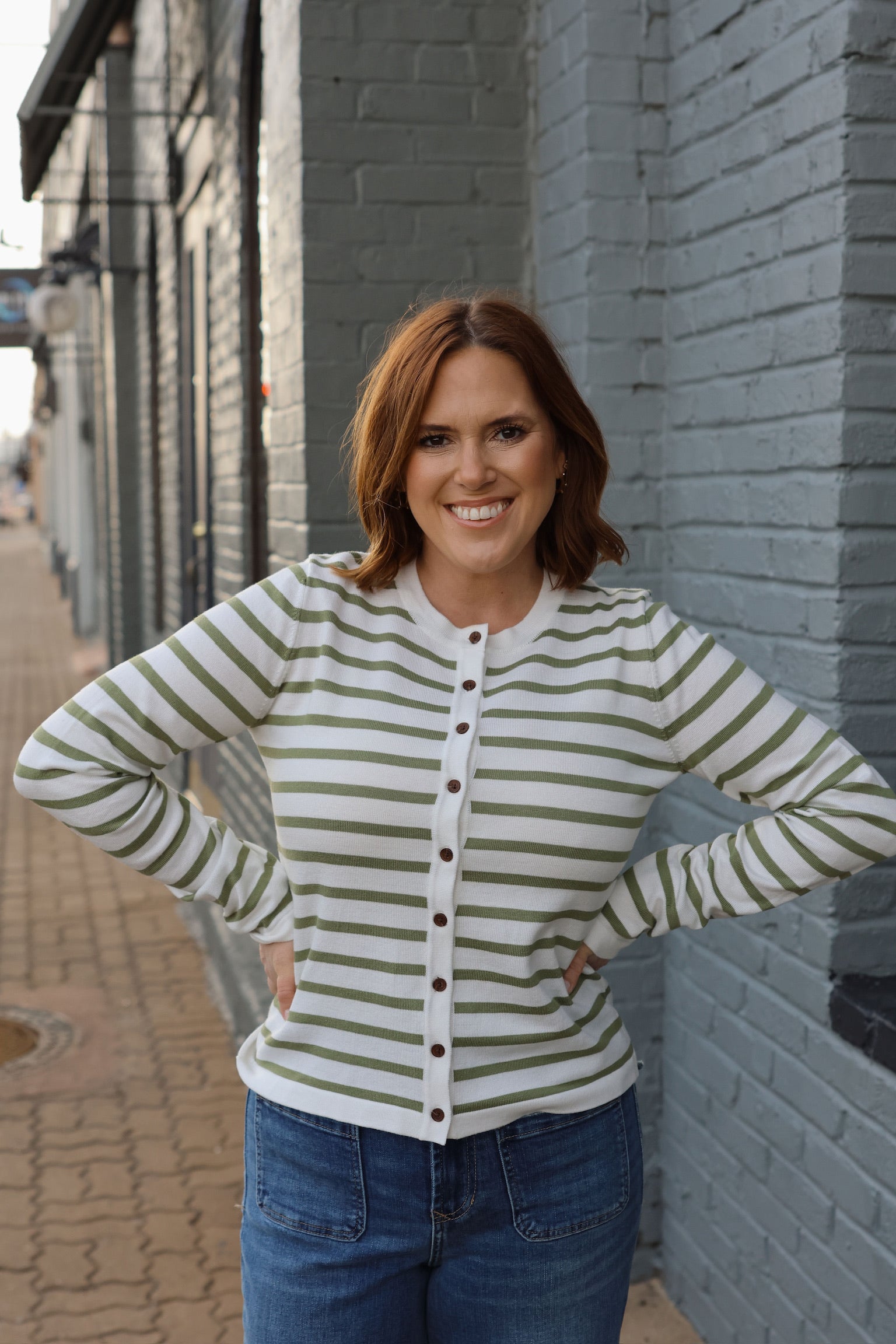 Ihluls Sweater Cardigan - Small Iguana Stripe