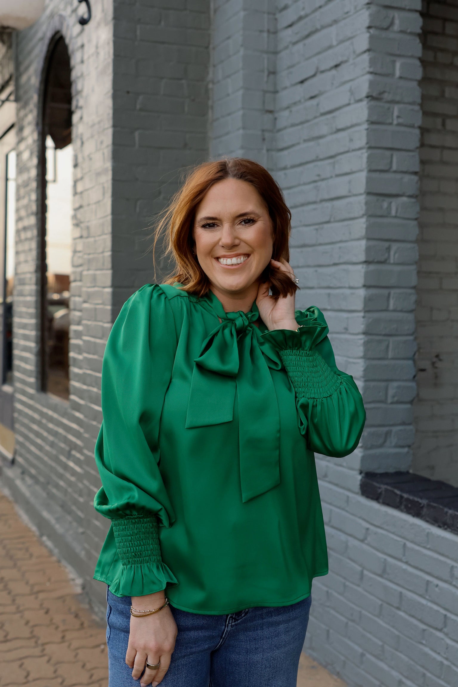 Emerald Tie Front Top