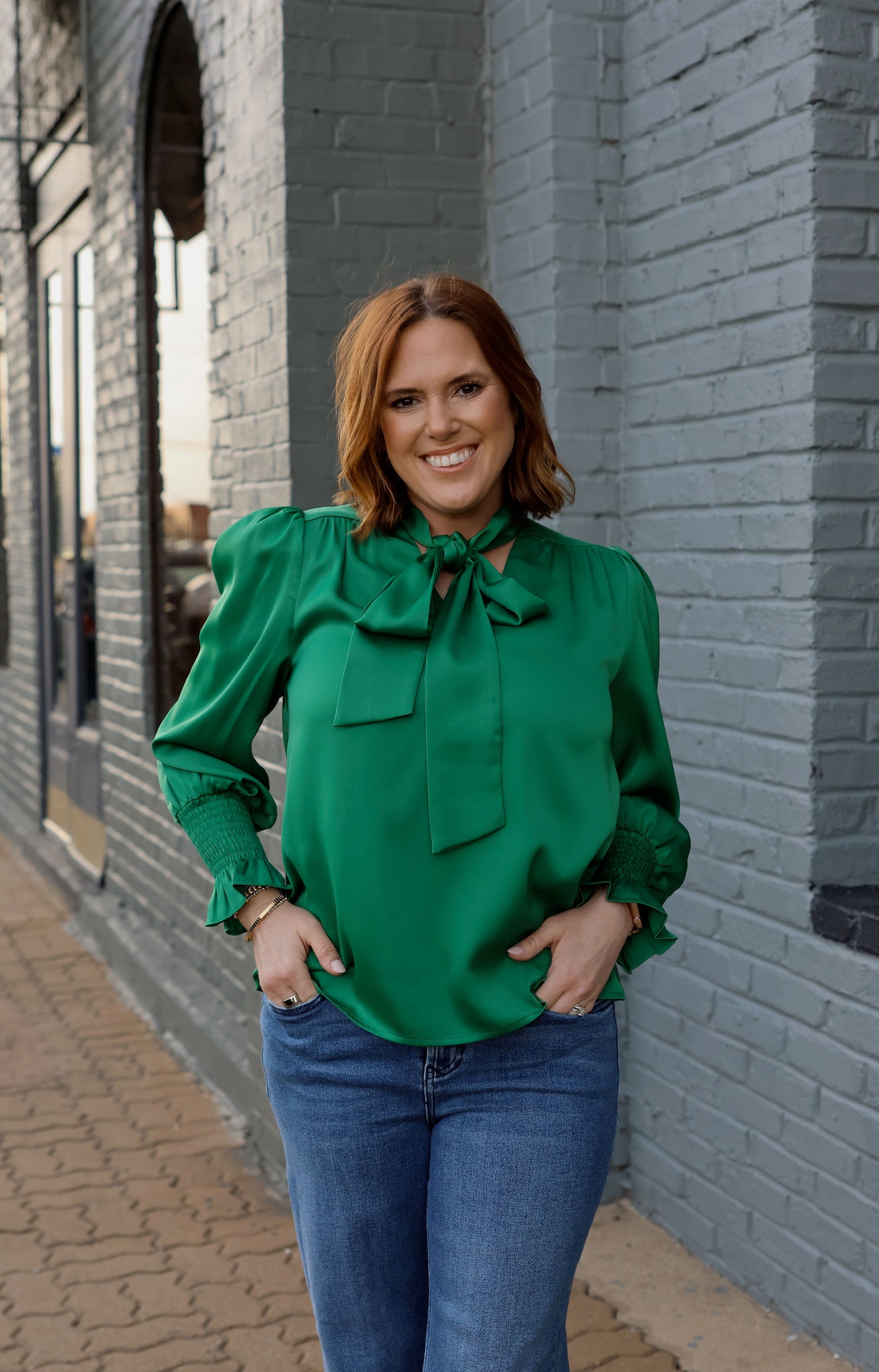 Emerald Tie Front Top