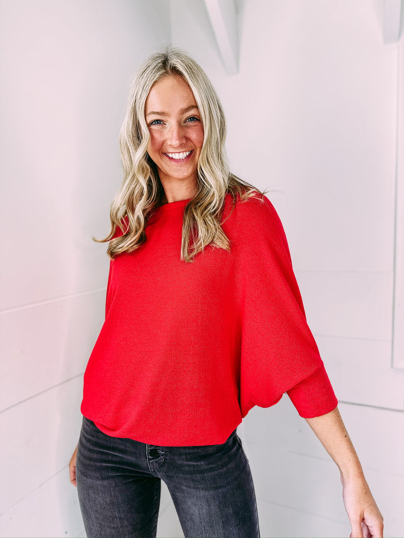 Kari Short Sleeve Top - red