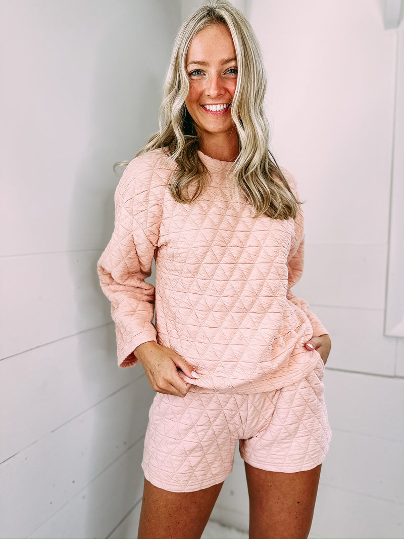 Elise Quilted Sweater - blush