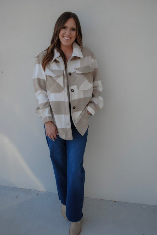 Alex Plaid Shacket - khaki