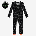 Footie Ruffled Zippered One Piece- Dancing Skelly