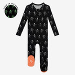 Footie Zippered One Piece- Dancing Skeleton