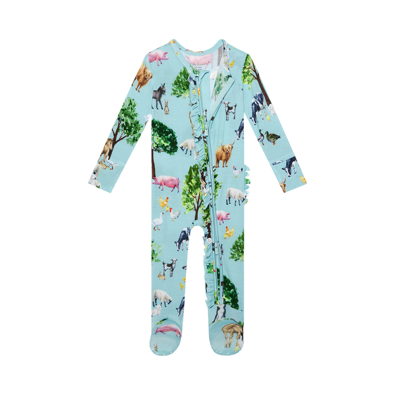 Brayden Footie Ruffled Zippered One Piece