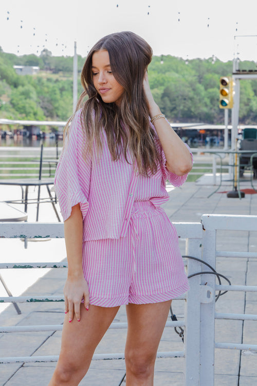 Seeley Stripe Shorts - Pink