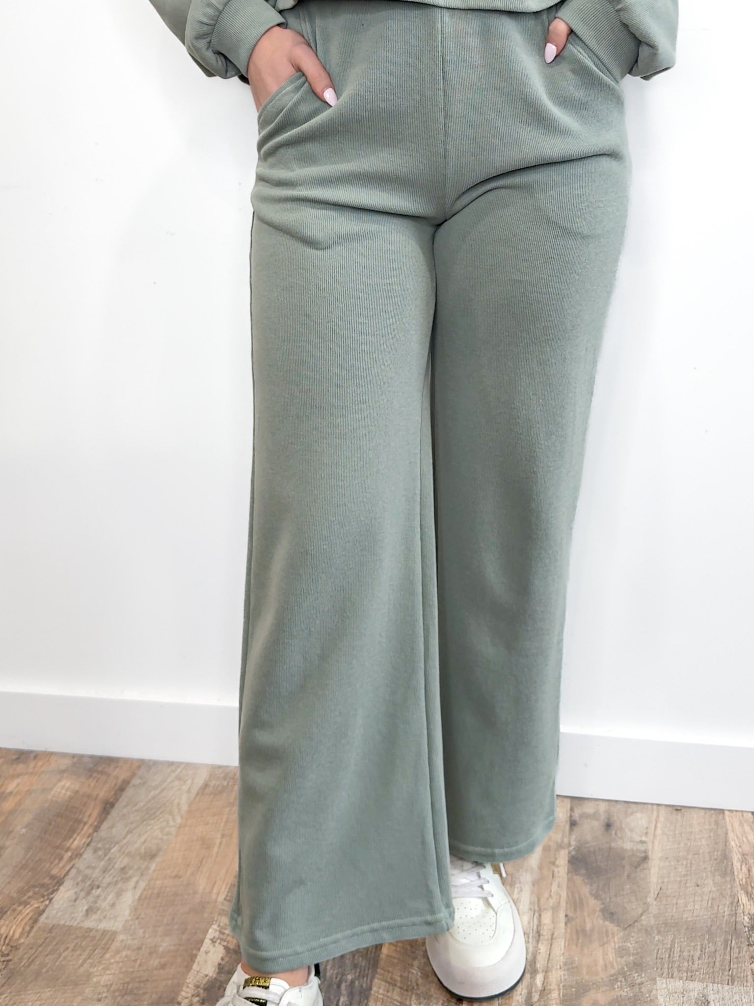 Lounging Around Town Wide Leg Pants- Sage