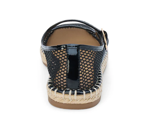 Meg Mary Jane Flat- Black Mesh