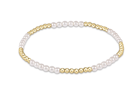 Blissful 3mm Bracelet - Gold & Pearl