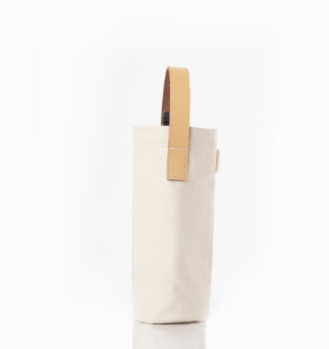 Leather-Grip Wine Carrier - Natural