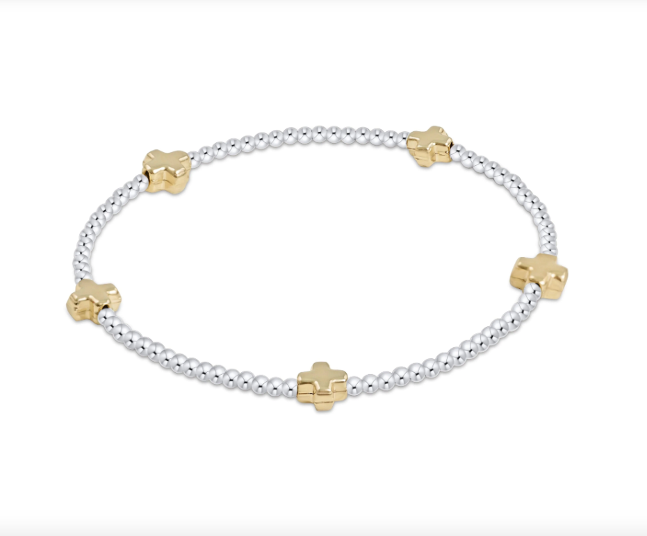 Signature Cross Small 2mm Bracelet - Mixed Metal
