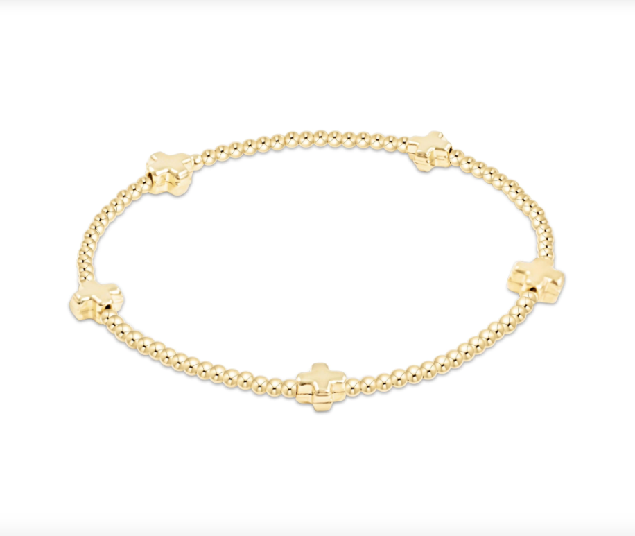 Signature Cross Small 2mm Bracelet - Gold