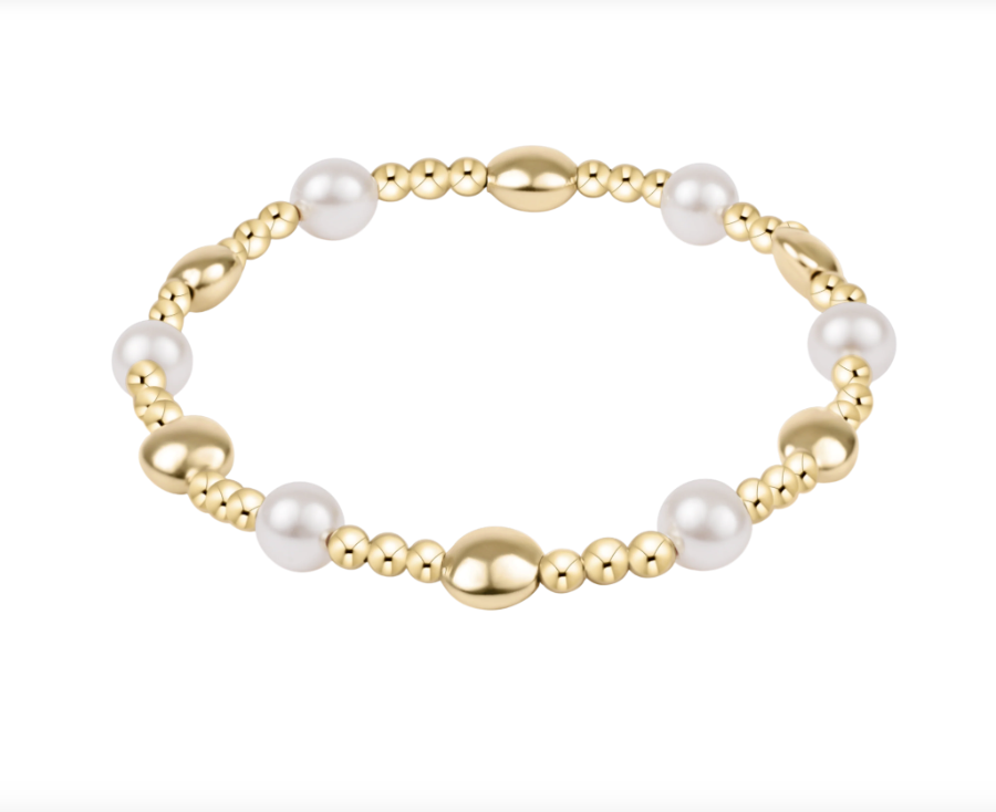 Honesty Sincerity 6mm Bracelet - Gold & Pearl