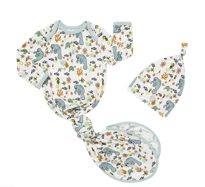 Manatee Bamboo Gown & Hat Gift Set