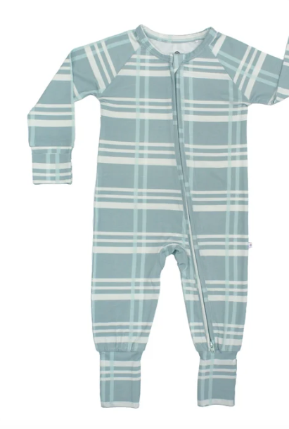 Blue Plaid Bamboo Convertible Pajamas