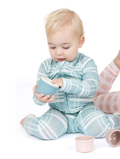 Blue Plaid Bamboo Convertible Pajamas