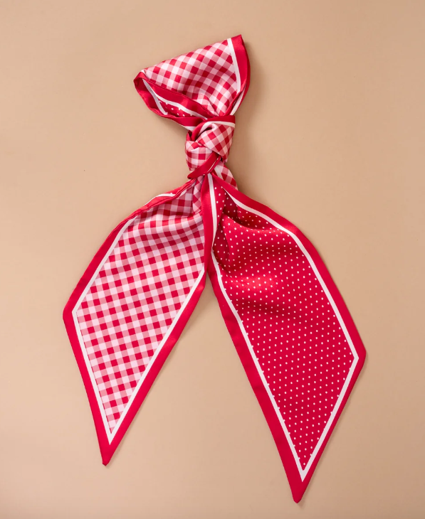 Twirl & Tie Scarf Accessory - Gingham Red