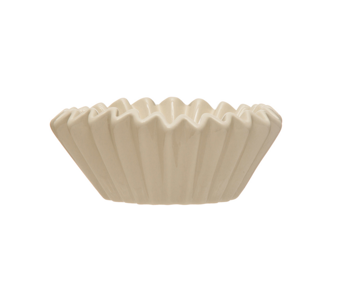 Stoneware Fluted Bowl- White