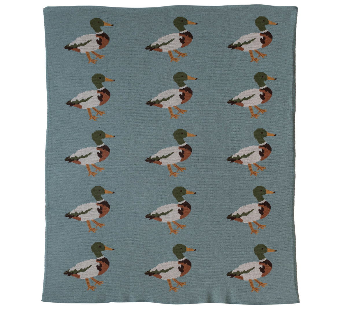 Cotton Knit Baby Blanket w/ Ducks - Multi Color ©