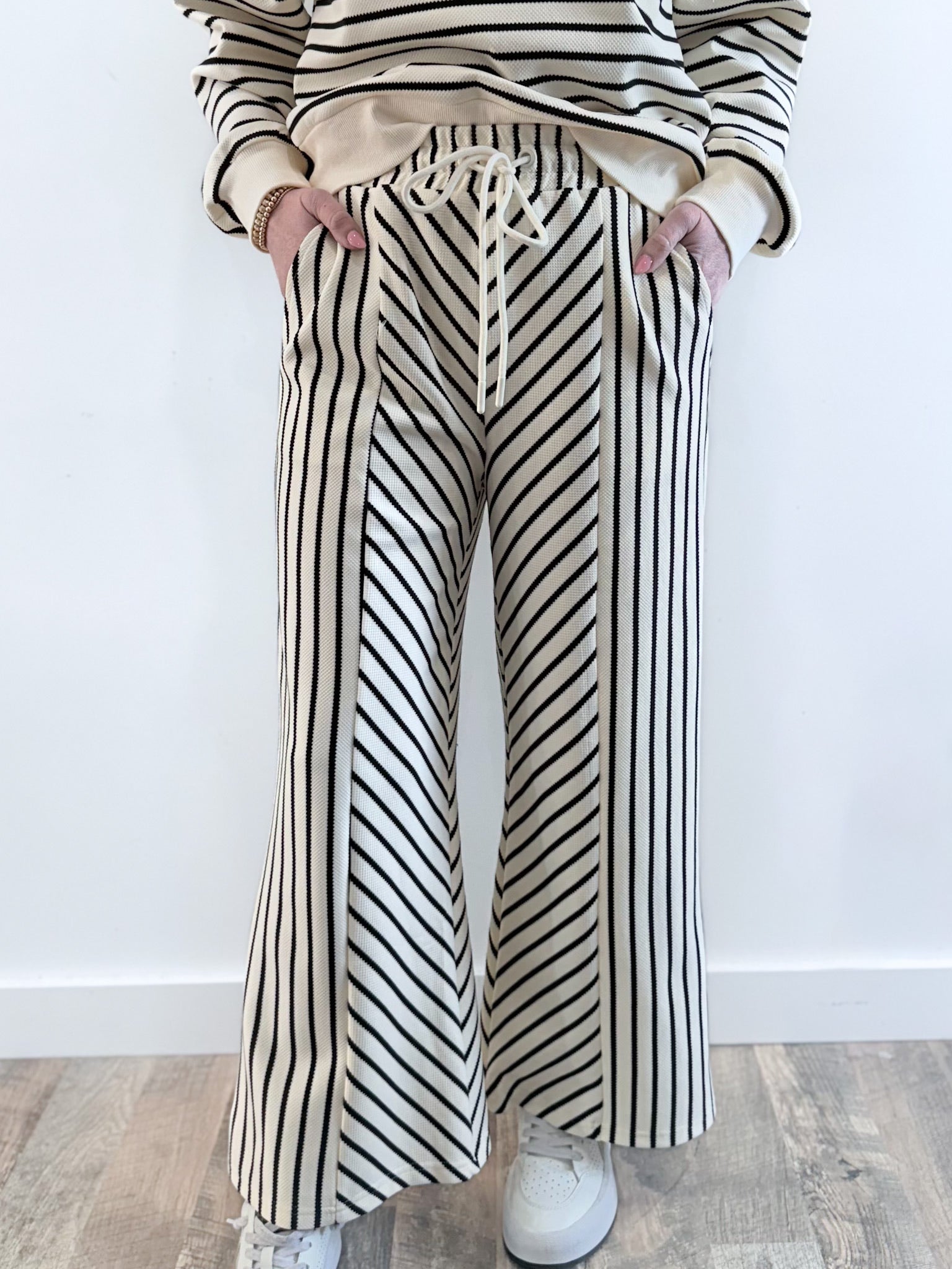 Spencer Multi Stripe Pants- Cream/Black