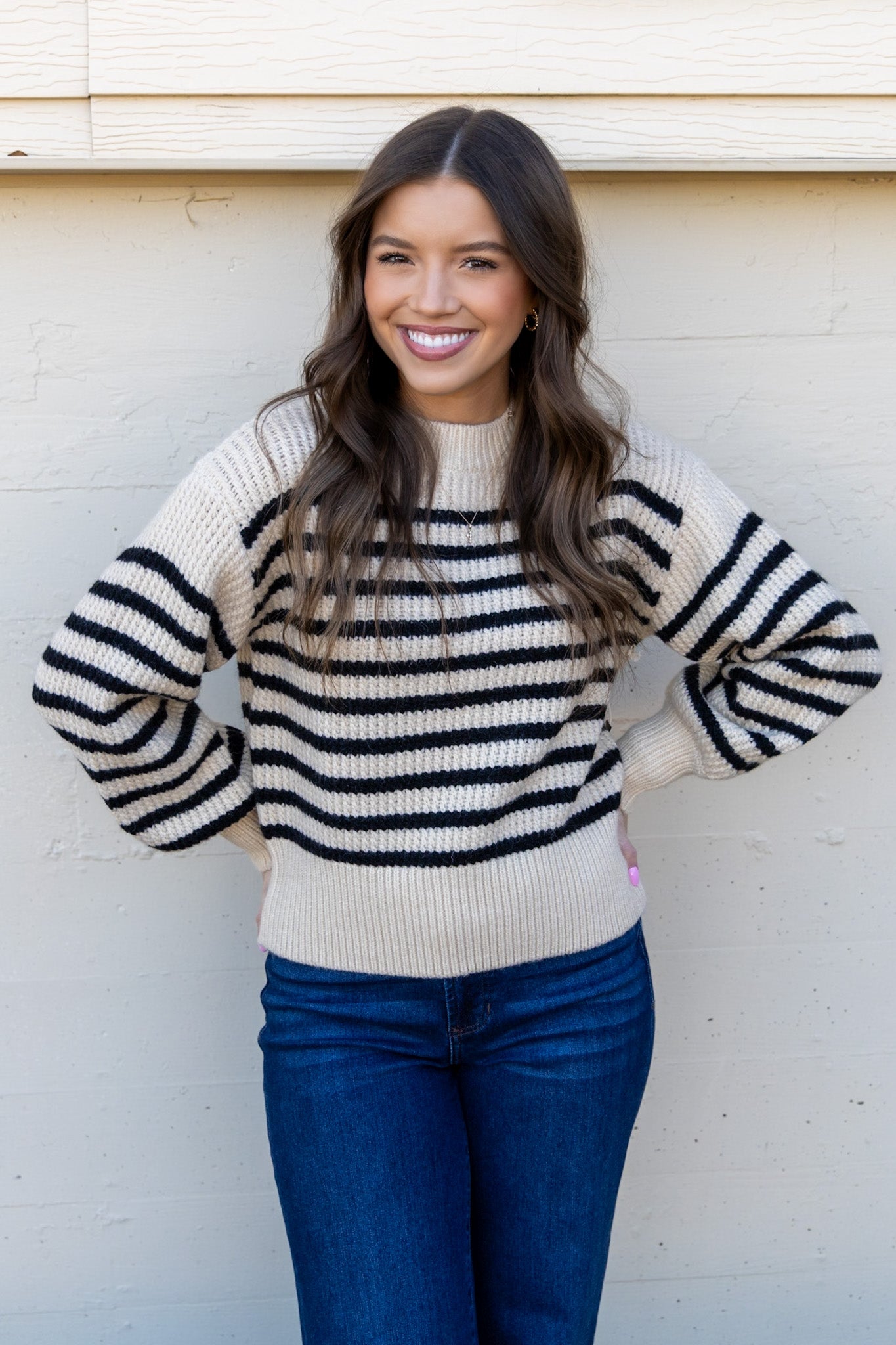 Bella Beige Stripe Sweater