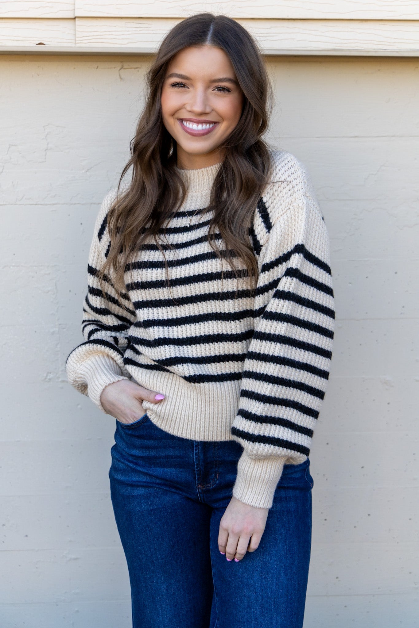 Bella Beige Stripe Sweater