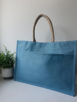 Jute Pocket Tote in Palace Blue