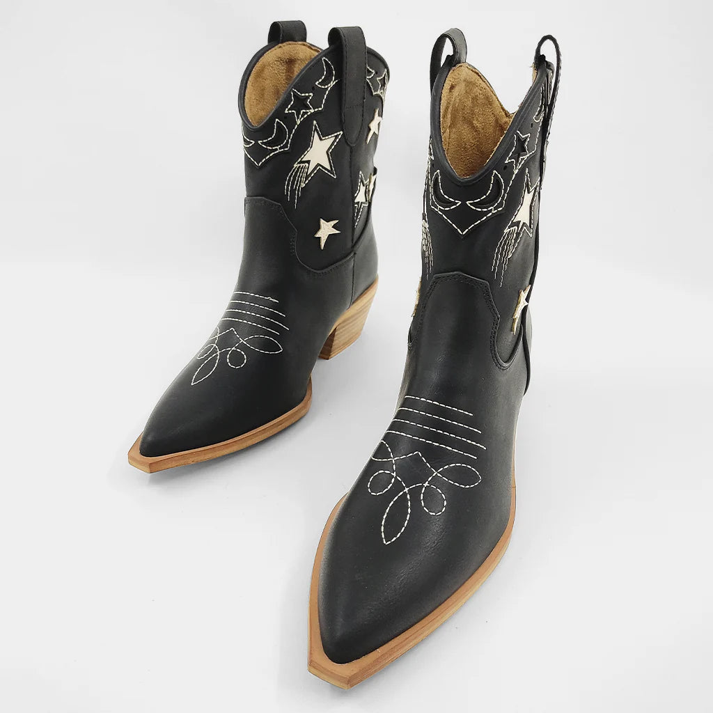 Valencia Cowboy Bootie- Black