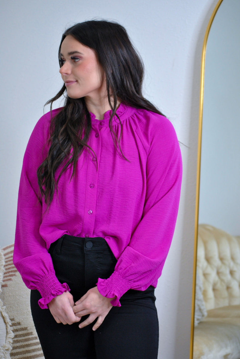 Be The Best Button Blouse - magenta