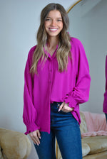 Be The Best Button Blouse - magenta