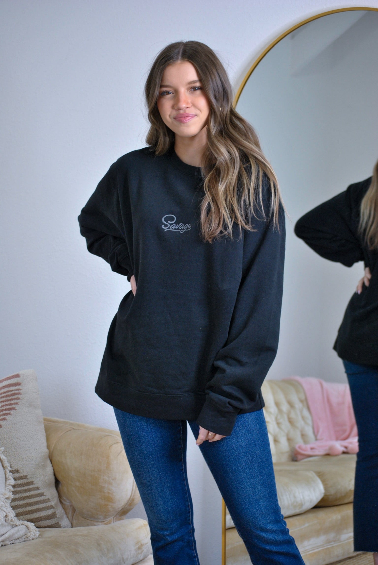 Savage Embroidered Oversized Sweatshirt