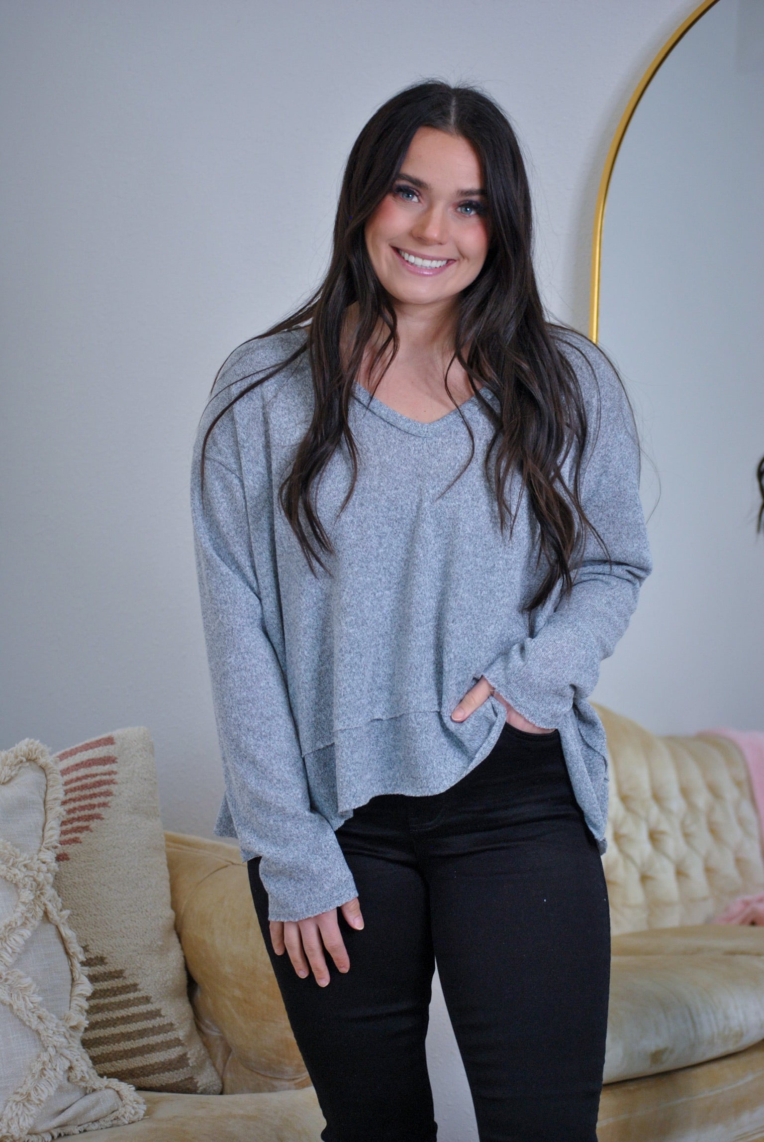 The Dolan Long Sleeve Top- Grey