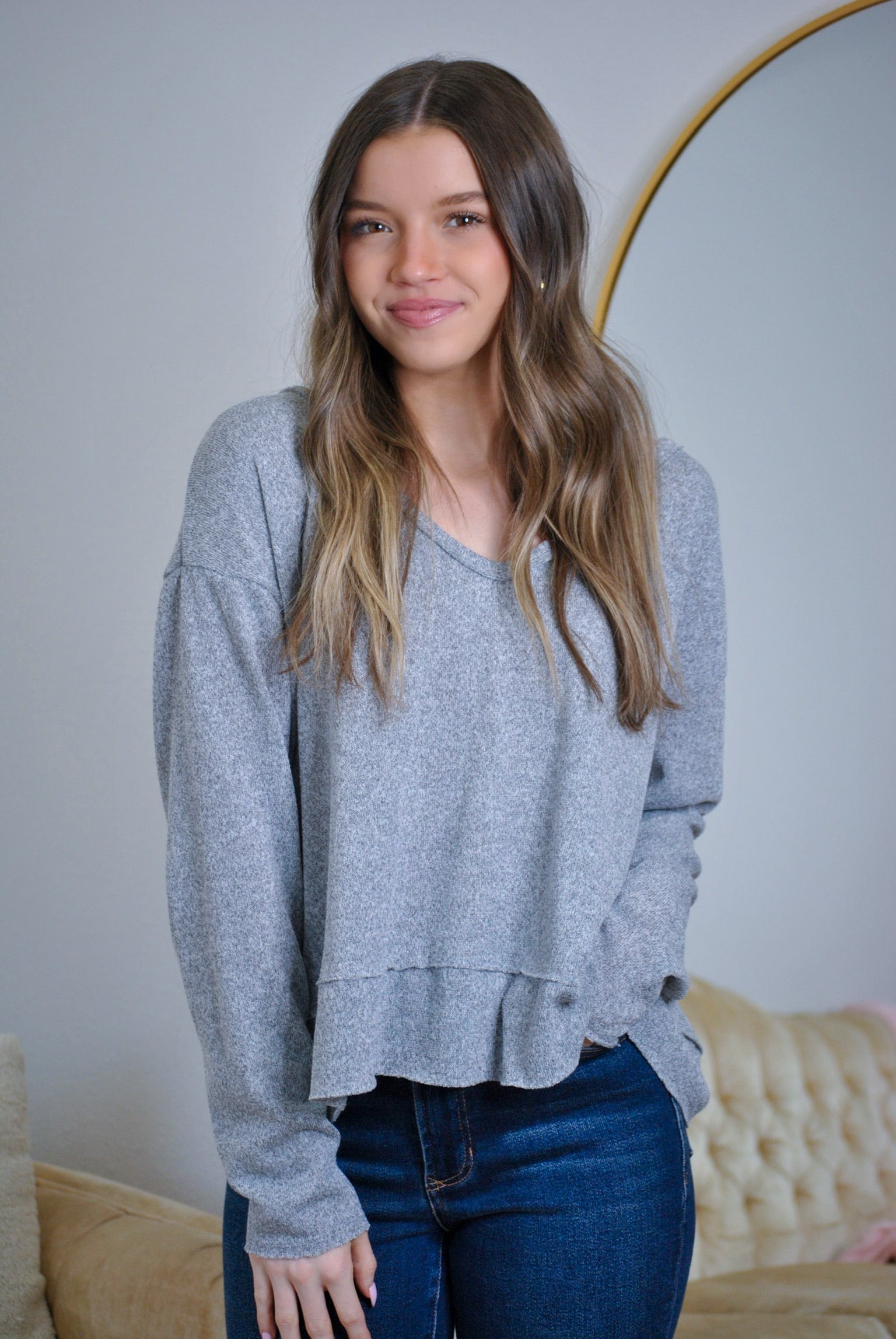 The Dolan Long Sleeve Top- Grey