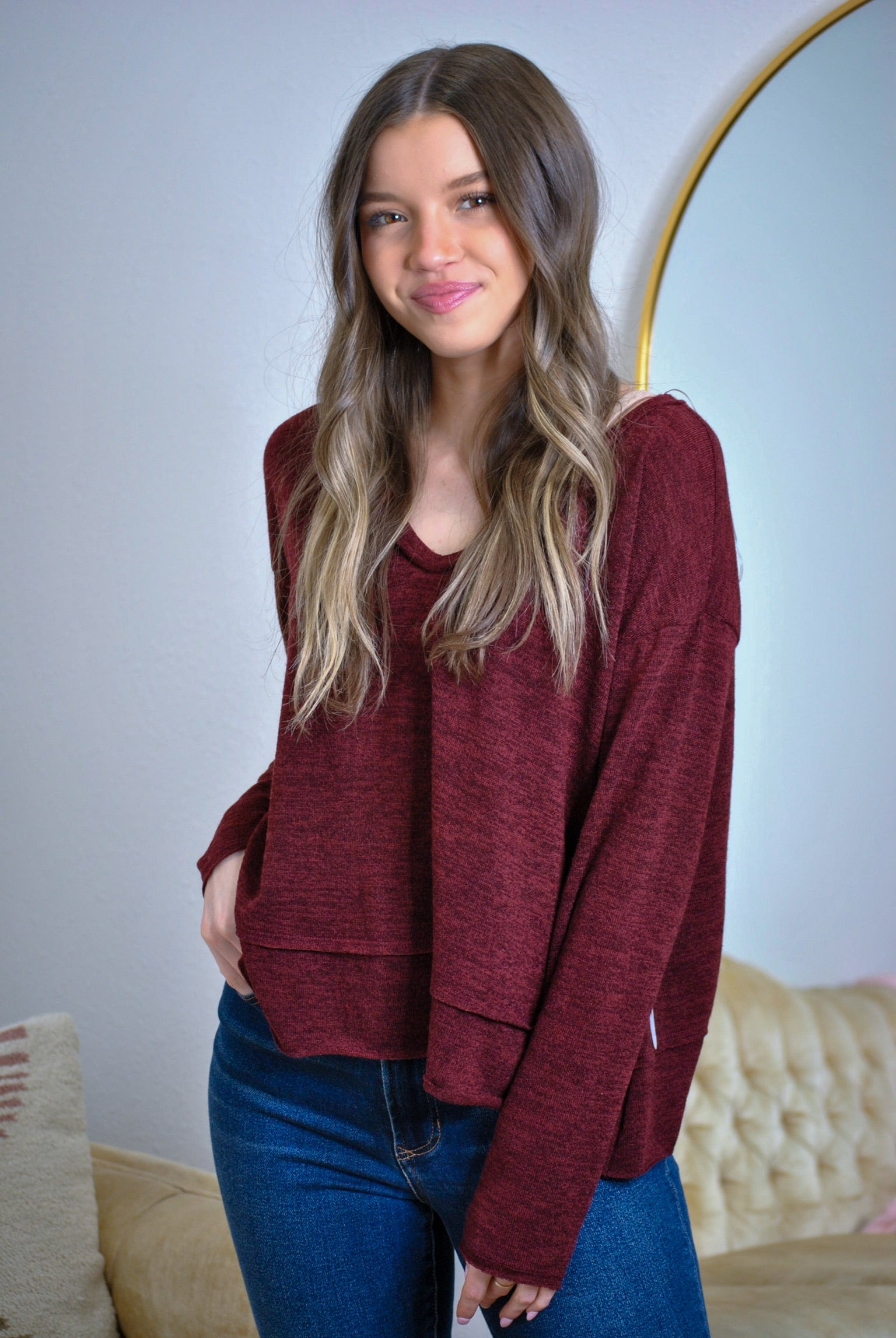 The Dolan Long Sleeve Top- Plum